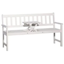 Banc De Jardin Avec Table Escamotable Acacia Massif Blanc Tisva