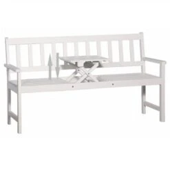 Banc De Jardin Avec Table Escamotable Acacia Massif Blanc Tisva -Mobilier De Jardin banc de jardin avec table escamotable acacia massif blanc tisva 8718475622345 386049