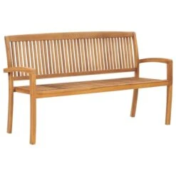Banc De Jardin Empilable Et Coussin 159 Cm Bois De Teck Massif 10 -Mobilier De Jardin banc de jardin empilable et coussin 159 cm bois de teck massif 3666722422741 833379