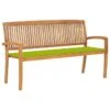 Banc De Jardin Empilable Et Coussin 159 Cm Bois De Teck Massif 18 -Mobilier De Jardin banc de jardin empilable et coussin 159 cm bois de teck massif 3666722422819 833290