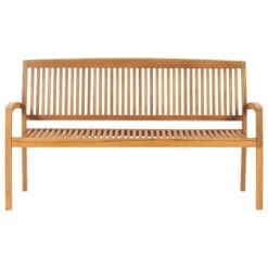 Banc De Jardin Empilable Et Coussin 159 Cm Bois De Teck Massif 18 -Mobilier De Jardin banc de jardin empilable et coussin 159 cm bois de teck massif 3666722422819 833292