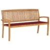 Banc De Jardin Empilable Et Coussin 159 Cm Bois De Teck Massif 5