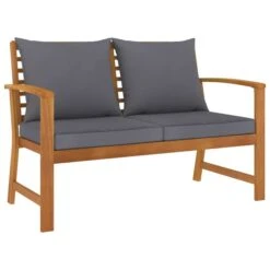 Banc De Jardin Et Coussin Gris Foncé 120cm Bois Solide D'acacia