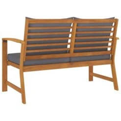 Banc De Jardin Et Coussin Gris Foncé 120cm Bois Solide D'acacia -Mobilier De Jardin banc de jardin et coussin gris fonce 120cm bois solide d acacia 3666722357883 940976