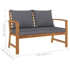 Banc De Jardin Et Coussin Gris Foncé 120cm Bois Solide D'acacia -Mobilier De Jardin banc de jardin et coussin gris fonce 120cm bois solide d acacia 3666722357883 940978