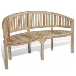 Banc De Jardin Incurvé Teck Massif Clair Ketia 151 Cm