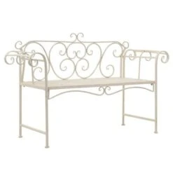Banc De Jardin Métal Antique Blanc Break 132 Cm