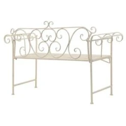 Banc De Jardin Métal Antique Blanc Break 132 Cm -Mobilier De Jardin banc de jardin metal antique blanc break 132 cm 3666722558150 386198