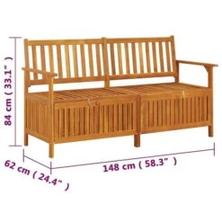 Banc De Rangement 148 Cm Bois D'acacia Solide 17 Banc De Rangement 148 Cm Bois D'acacia Solide -Mobilier De Jardin banc de rangement 148 cm bois d acacia solide 3666722125017 1344997