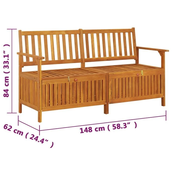 Banc De Rangement 148 Cm Bois D'acacia Solide 10 Banc De Rangement 148 Cm Bois D'acacia Solide – Image 8