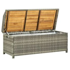 Banc De Rangement Acacia Massif Et Résine Tressée Grise Toplu -Mobilier De Jardin banc de rangement acacia massif et resine tressee grise toplu 3666722558860 385501
