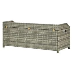 Banc De Rangement Acacia Massif Et Résine Tressée Grise Toplu -Mobilier De Jardin banc de rangement acacia massif et resine tressee grise toplu 3666722558860 385503
