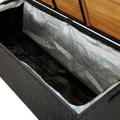 Banc De Rangement Acacia Massif Et Résine Tressée Noire Toplu -Mobilier De Jardin banc de rangement acacia massif et resine tressee noire toplu 3666722558877 385491