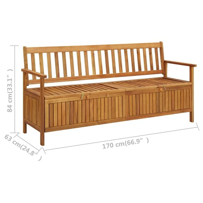 Banc De Rangement De Jardin 170 Cm Bois D'acacia Solide 10 Banc De Rangement De Jardin 170 Cm Bois D'acacia Solide – Image 8