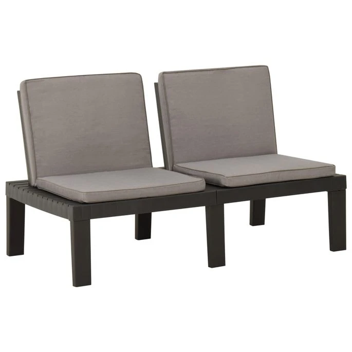 Banc De Salon De Jardin Avec Coussin Plastique Gris 3 Banc De Salon De Jardin Avec Coussin Plastique Gris
