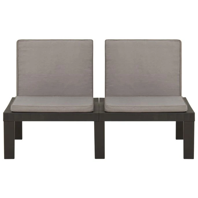 Banc De Salon De Jardin Avec Coussin Plastique Gris 4 Banc De Salon De Jardin Avec Coussin Plastique Gris – Image 2