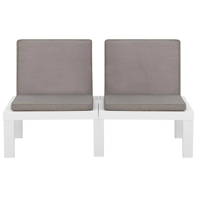 Bancs De Salon De Jardin Avec Coussins 2 Pcs Plastique Blanc 7 Bancs De Salon De Jardin Avec Coussins 2 Pcs Plastique Blanc – Image 5