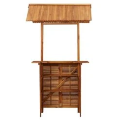 Comptoir De Bar De Jardin Avec Toit Acacia Massif Foncé Conor -Mobilier De Jardin bar de jardin avec toit acacia massif fonce 3666722551571 401892