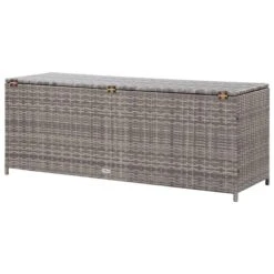 Boîte De Rangement De Jardin Gris 150x50x60 Cm Résine Tressée -Mobilier De Jardin boite de rangement de jardin gris 150x50x60 cm resine tressee 3666722179799 1218382