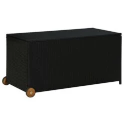 Boîte De Rangement De Jardin Noir 120x65x61 Cm Résine Tressée