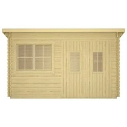 Cabane En Rondins Avec Plancher 34mm 416x345x236,2cm Pin Solide -Mobilier De Jardin cabane en rondins avec plancher 34mm 416x345x236 2cm pin solide 8719883881461 1370247