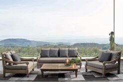 Canapé De Jardin En Bois Teck Avec Coussins Taupe Balou -Mobilier De Jardin canape de jardin en bois teck avec coussins taupe balou 3666722592345 1392509