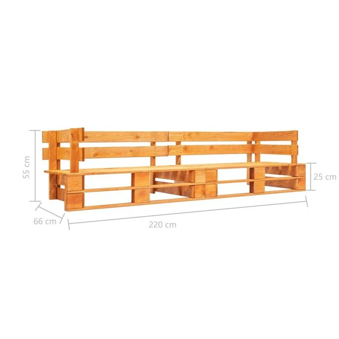 Canapé Palette à 2 Places De Jardin Marron Miel Bois 5 Canapé Palette à 2 Places De Jardin Marron Miel Bois – Image 3