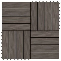 Carreau De Terrasse En Relief 11 Pcs WPC 30x30 Cm 1 M² Marron