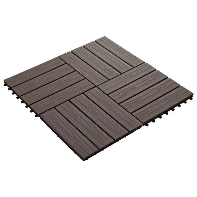 Carreau De Terrasse En Relief 11 Pcs WPC 30x30 Cm 1 M² Marron 4 Carreau De Terrasse En Relief 11 Pcs WPC 30x30 Cm 1 M² Marron – Image 2