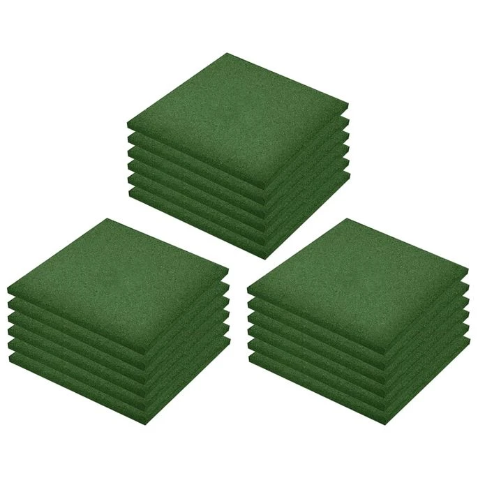 Carreaux De Protection Antichoc 18pcs Caoutchouc 50x50x3cm Vert 4 Carreaux De Protection Antichoc 18pcs Caoutchouc 50x50x3cm Vert – Image 2