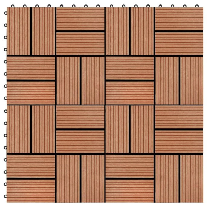 Carreaux De Terrasse 22 Pcs 30 X 30 Cm 2 M² WPC Teck 3 Carreaux De Terrasse 22 Pcs 30 X 30 Cm 2 M² WPC Teck