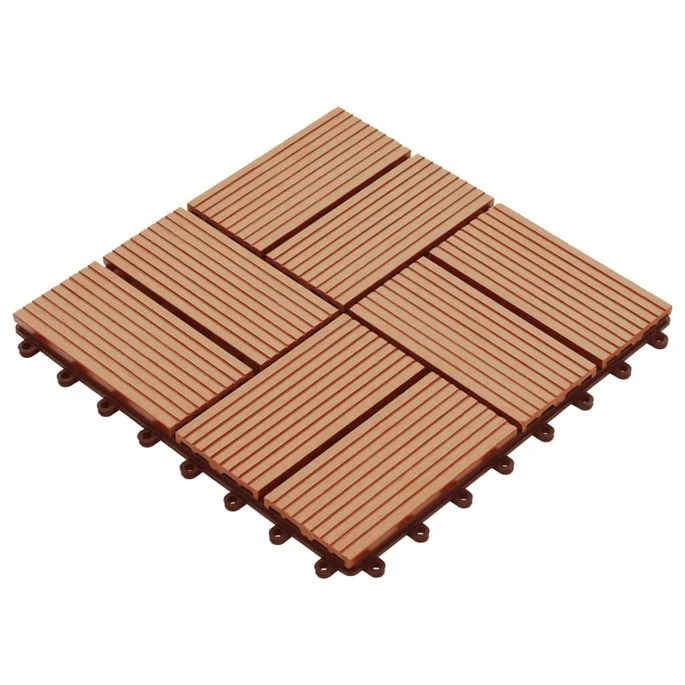 Carreaux De Terrasse 22 Pcs 30 X 30 Cm 2 M² WPC Teck 5 Carreaux De Terrasse 22 Pcs 30 X 30 Cm 2 M² WPC Teck – Image 3