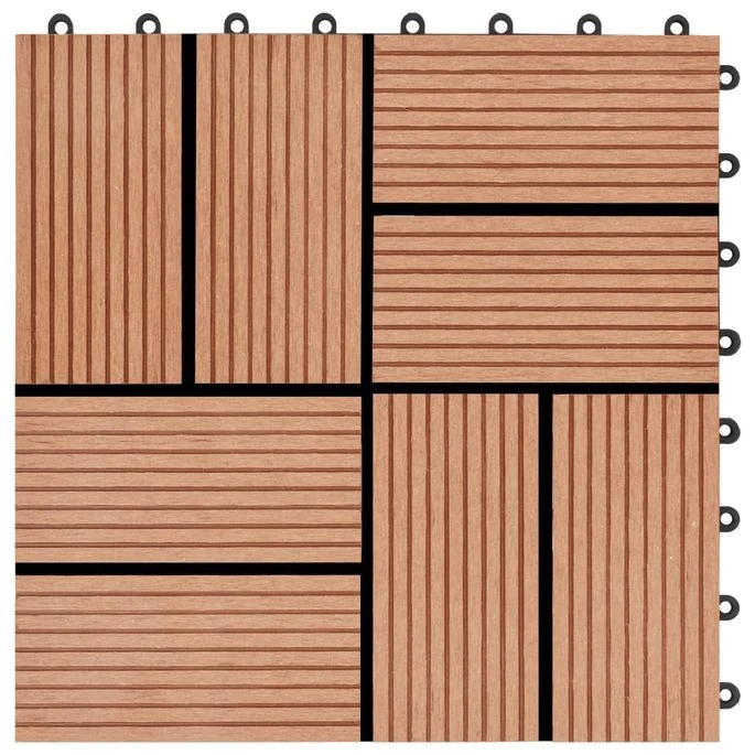 Carreaux De Terrasse 22 Pcs 30 X 30 Cm 2 M² WPC Teck 7 Carreaux De Terrasse 22 Pcs 30 X 30 Cm 2 M² WPC Teck – Image 5