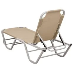 Chaise Longue Aluminium Et Textilène Crème -Mobilier De Jardin chaise longue aluminium et textilene creme 3666722363310 936708