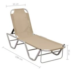 Chaise Longue Aluminium Et Textilène Crème -Mobilier De Jardin chaise longue aluminium et textilene creme 3666722363310 936712