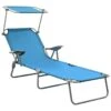 Chaise Longue Avec Auvent Acier Bleu -Mobilier De Jardin chaise longue avec auvent acier bleu 3666722364010 936101