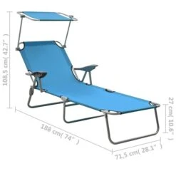 Chaise Longue Avec Auvent Acier Bleu -Mobilier De Jardin chaise longue avec auvent acier bleu 3666722364010 936108