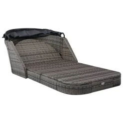 Chaise Longue Avec Auvent Résine Tressée Anthracite -Mobilier De Jardin chaise longue avec auvent resine tressee anthracite 3666722530187 551395