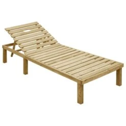 Chaise Longue Avec Coussin Beige Bois De Pin Imprégné 2 -Mobilier De Jardin chaise longue avec coussin beige bois de pin impregne 3666722414111 846409