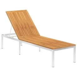 Mobilier De Jardin -Mobilier De Jardin chaise longue avec coussin bois d acacia et acier inoxydable 3666722931496 1264910
