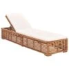 Chaise Longue Avec Coussin Crème Bois De Teck Solide 2 -Mobilier De Jardin chaise longue avec coussin creme bois de teck solide 3666722460811 763305