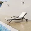 Chaise Longue Avec Coussin Et Roues Résine Tressée Noir 2 -Mobilier De Jardin chaise longue avec coussin et roues resine tressee noir 3666722330213 974442