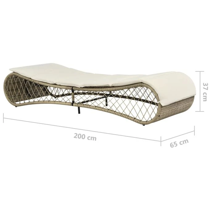 Chaise Longue Avec Coussin Résine Tressée Gris 9 Chaise Longue Avec Coussin Résine Tressée Gris – Image 7