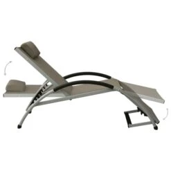 Chaise Longue Avec Oreiller Textilène Taupe 14 Chaise Longue Avec Oreiller Textilène Taupe -Mobilier De Jardin chaise longue avec oreiller textilene taupe 3666722838566 936749