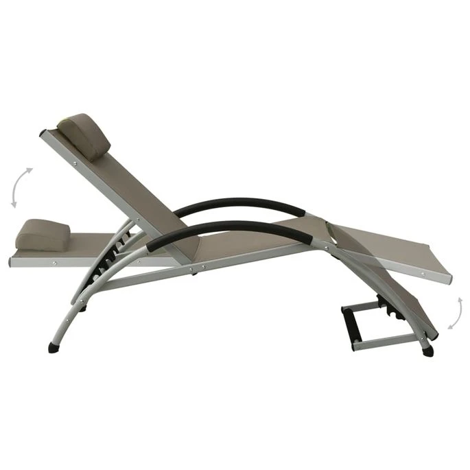 Chaise Longue Avec Oreiller Textilène Taupe 7 Chaise Longue Avec Oreiller Textilène Taupe – Image 5