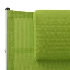 Chaise Longue Avec Oreiller Textilène Vert -Mobilier De Jardin chaise longue avec oreiller textilene vert 3666722363266 936758