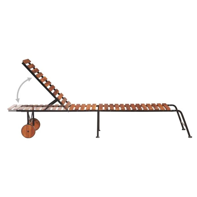 Chaise Longue Avec Pieds En Acier Bois D'acacia Massif 7 Chaise Longue Avec Pieds En Acier Bois D'acacia Massif – Image 5