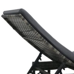 Chaise Longue Avec Roues Et Coussin Résine Tressée Anthracite -Mobilier De Jardin chaise longue avec roues et coussin resine tressee anthracite 3666722527651 554786