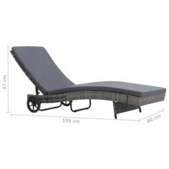 Chaise Longue Avec Roues Et Coussin Résine Tressée Anthracite -Mobilier De Jardin chaise longue avec roues et coussin resine tressee anthracite 3666722527651 554787