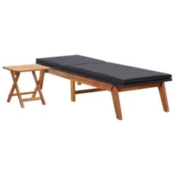 Chaise Longue Avec Table Résine Tressée Et Bois D'acacia Massif -Mobilier De Jardin chaise longue avec table resine tressee et bois d acacia massif 3666722302111 1007434